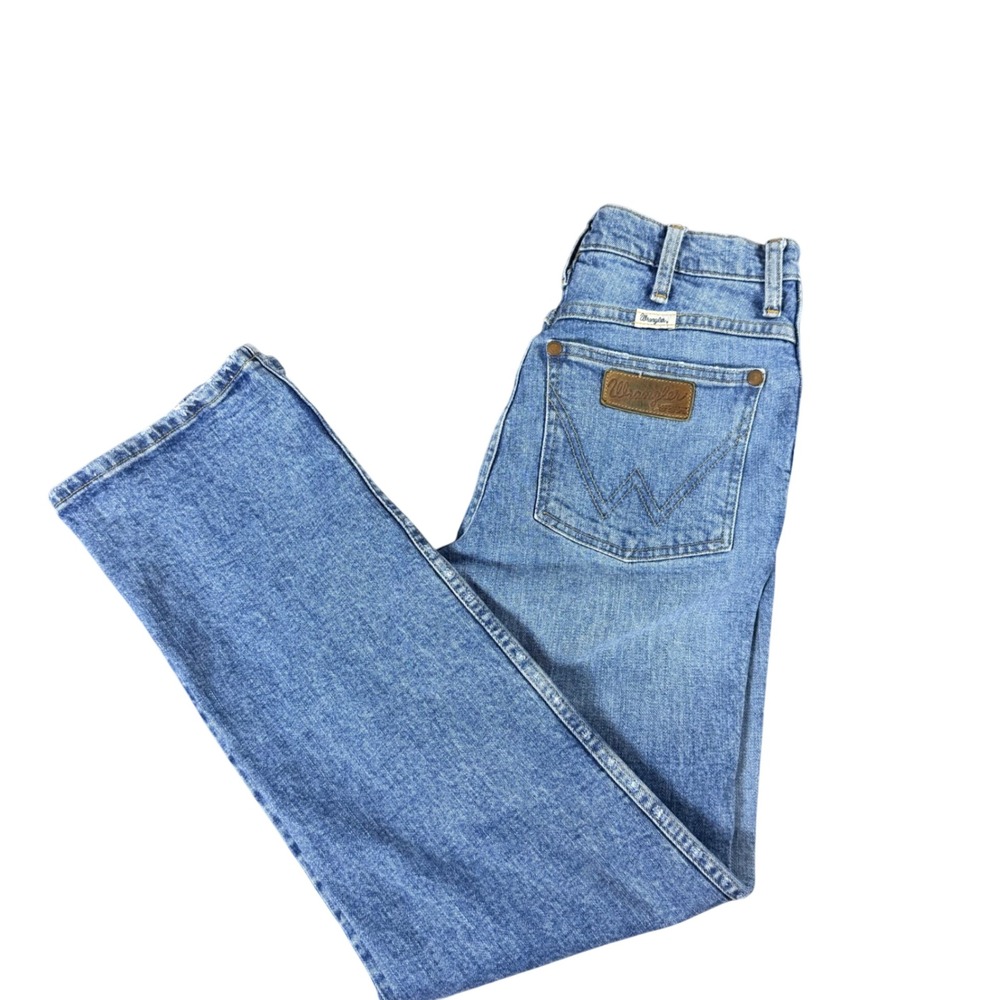 Vintage Wrangler Made in USA High Rise Straight Leg Jeans Medium Wash Denim